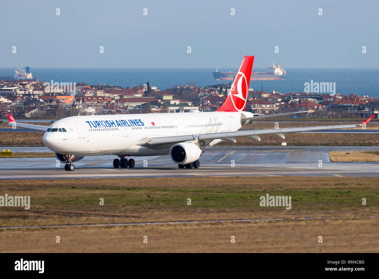 Istanbul/Turchia, 12 Febbraio 2019: Turco Airbus A330 Istanbul nuovo aeroporto (ISL/LFTM) wicwill essere presto aperta e sostituisce l'aeroporto Atatürk (IST/LBTA). Foto Stock