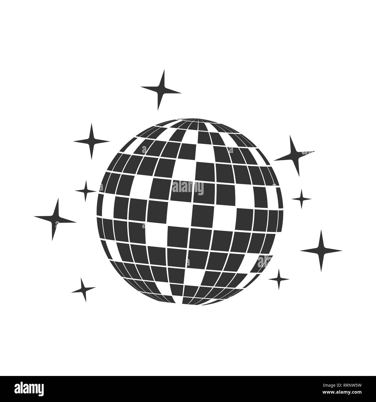 Palla da discoteca icona sfondo bianco. Illustrazione Vettoriale, design piatto. Illustrazione Vettoriale