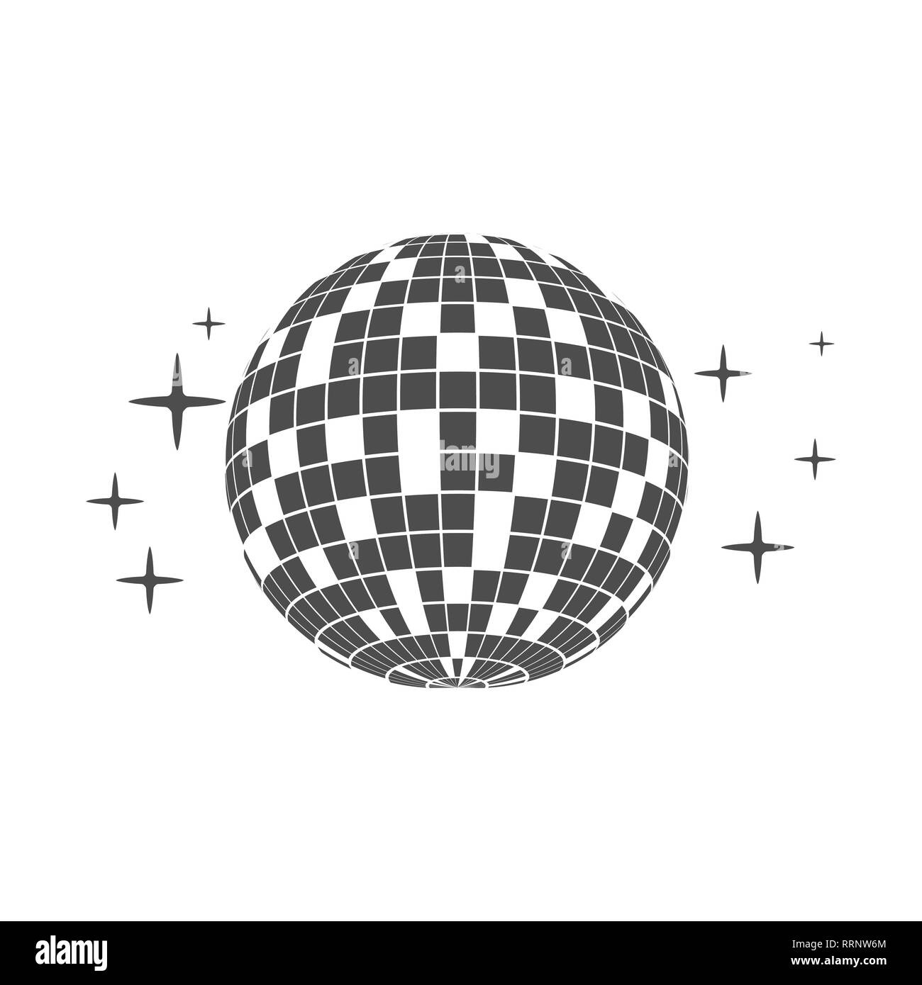 Palla da discoteca icona sfondo bianco. Illustrazione Vettoriale, design piatto. Illustrazione Vettoriale