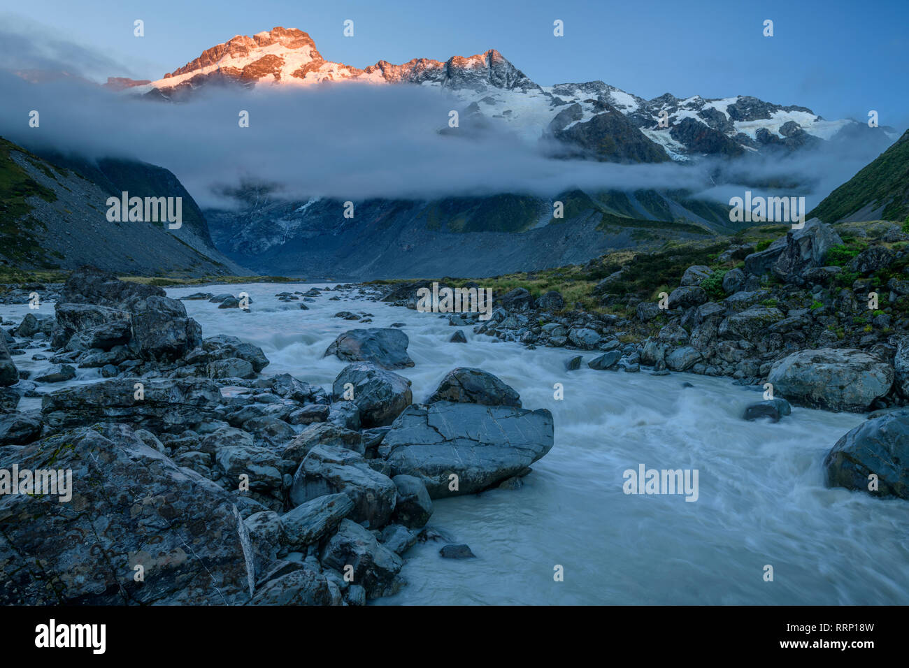 Oceania Nuova Zelanda Aotearoa, Isola del Sud, Sud delle Alpi, il Monte Cook, il Parco nazionale di Mount Sefton Foto Stock
