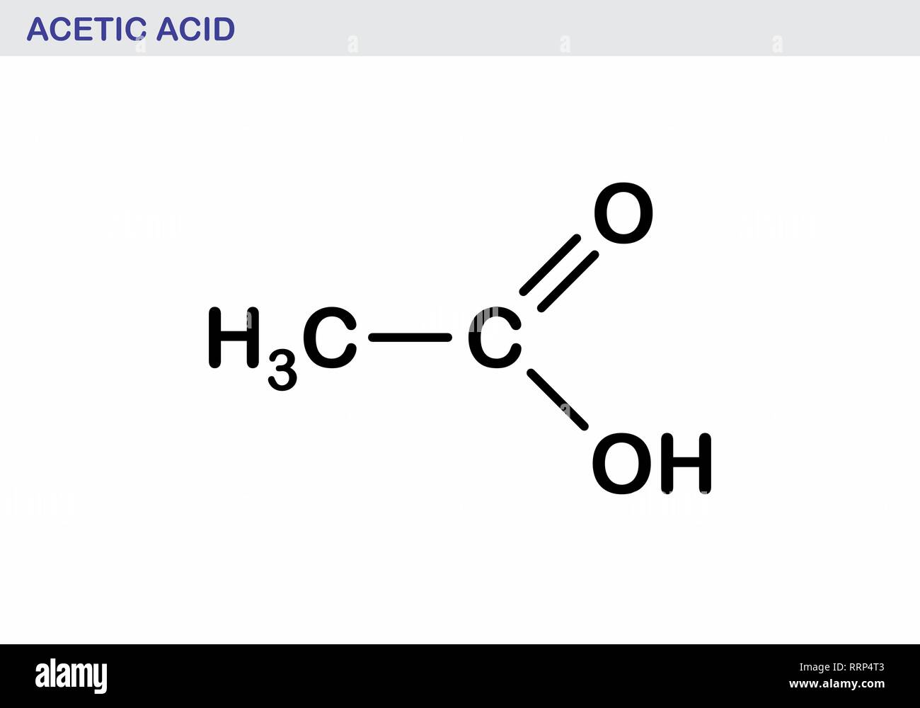 Illustrazione della formula strutturale di acido acetico molecola Illustrazione Vettoriale