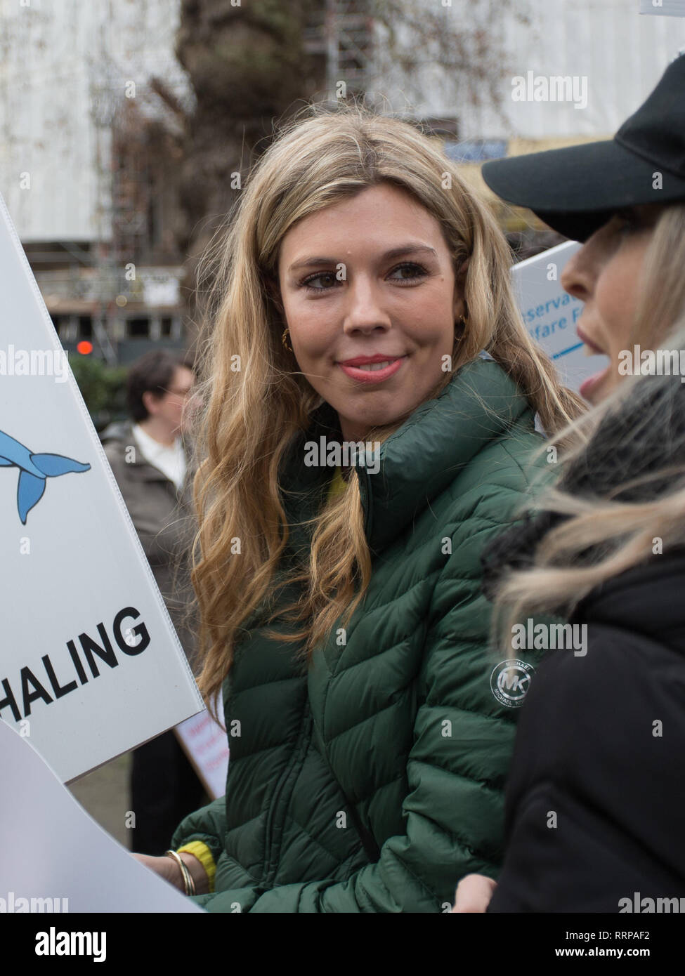 N. di caccia alle balene marzo all'Ambasciata giapponese, protesta contro laccati. decisione di ritirarsi dalla Commissione baleniera internazionale (IWC) e riprendere la caccia alle balene a fini commerciali. Dotato di: Carrie Symonds dove: Londra, Regno Unito quando: 26 Gen 2019 Credit: Wheatley/WENN Foto Stock