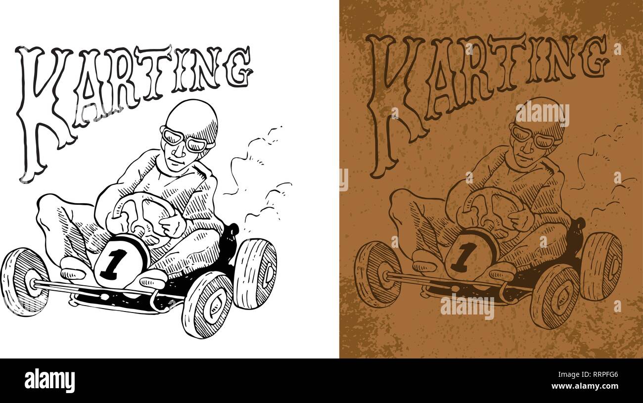 Karting Vintage Illustrazione Vettoriale