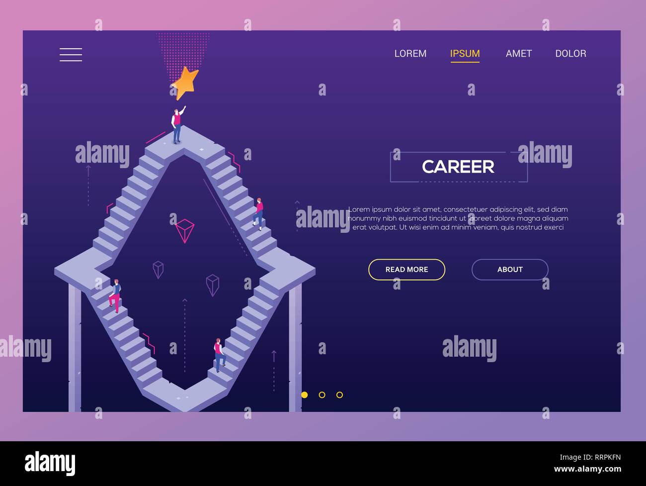 Carriera - moderno vettore isometrica landing page template Illustrazione Vettoriale