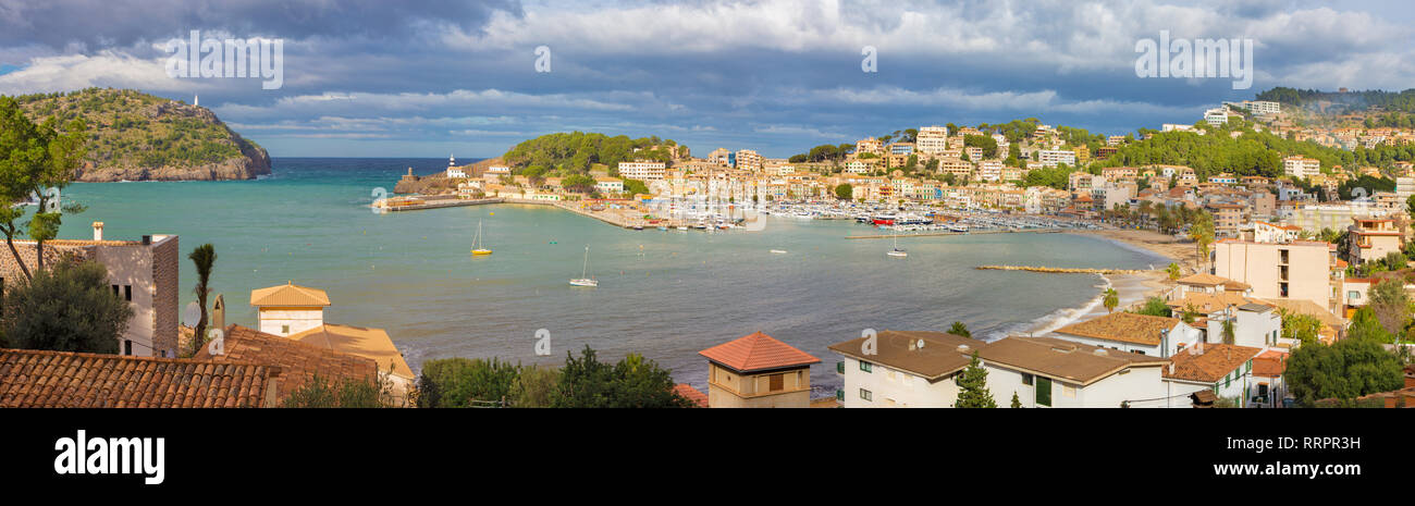 Mallorca - Il Port de Soller panorama Foto Stock