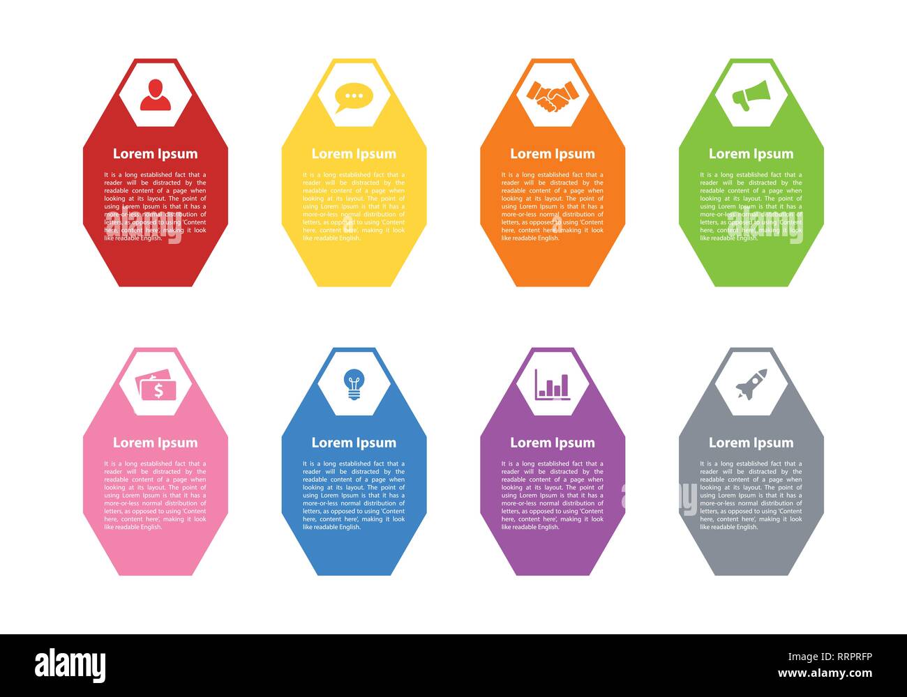 Infografico business design concept illustrazione vettoriale con 8 opzioni o le fasi o processi rappresentano il flusso di lavoro o di diagramma Illustrazione Vettoriale