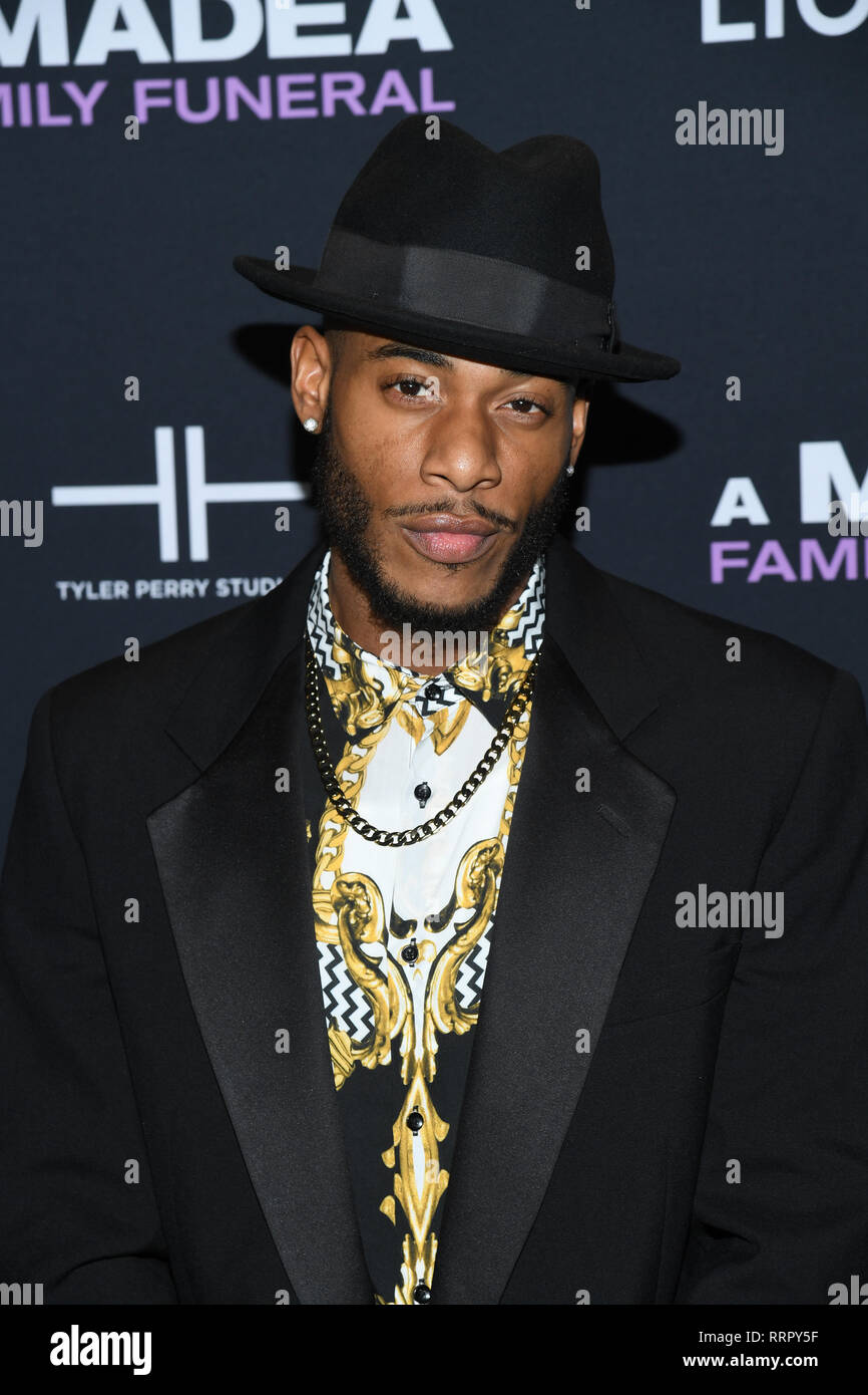New York, Stati Uniti d'America. Il 25 febbraio, 2019. Courtney Burrell assiste il NY speciale proiezione per Tyler Perry's "Madea funerale di famiglia' al teatro SVA il 25 febbraio 2019 nella città di New York. Credito: Erik Pendzich/Alamy Live News Foto Stock