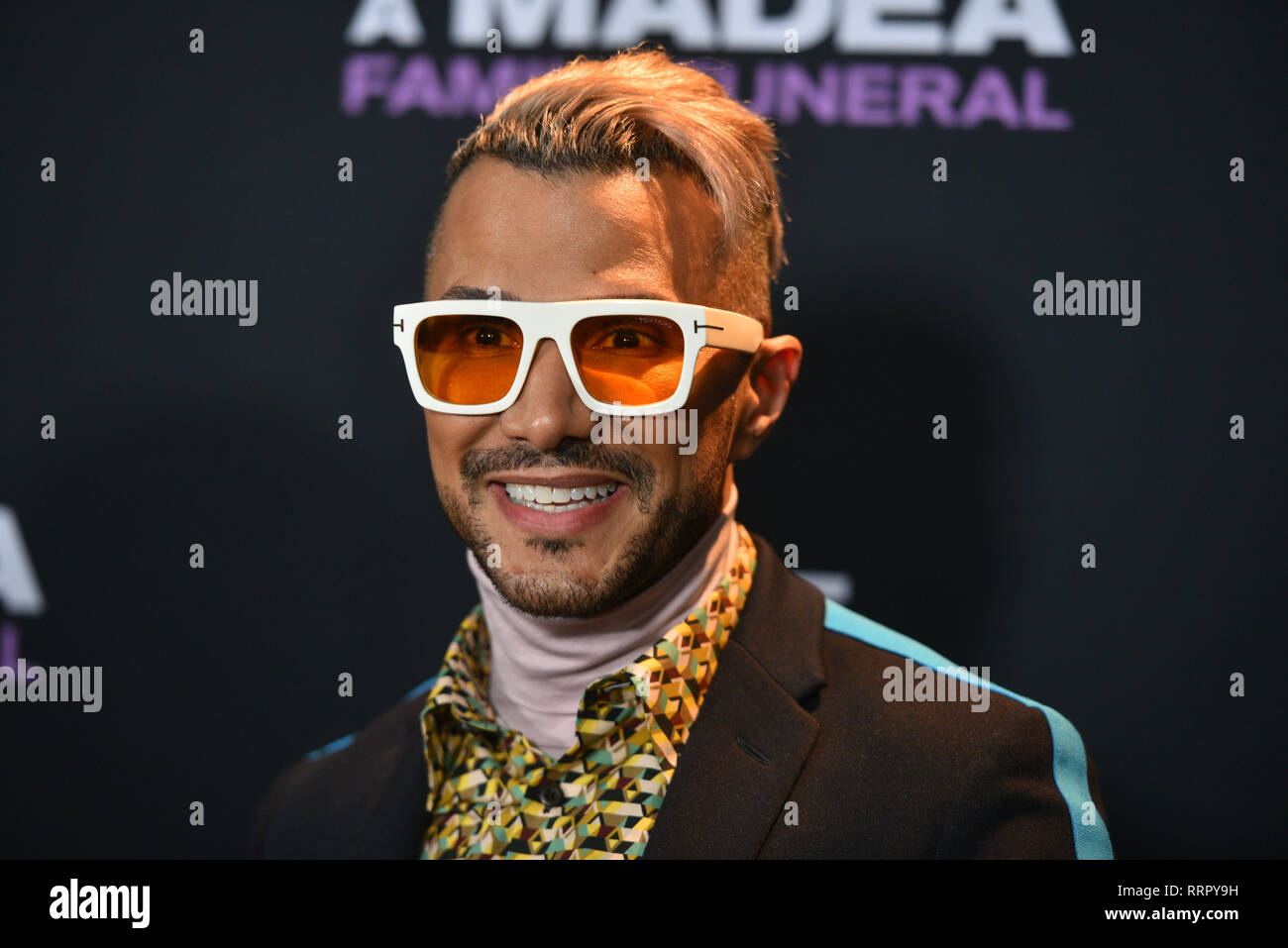 New York, Stati Uniti d'America. Il 25 febbraio, 2019. Jay Manuel assiste il NY speciale proiezione per Tyler Perry's "Madea funerale di famiglia' al teatro SVA il 25 febbraio 2019 nella città di New York. Credito: Erik Pendzich/Alamy Live News Foto Stock