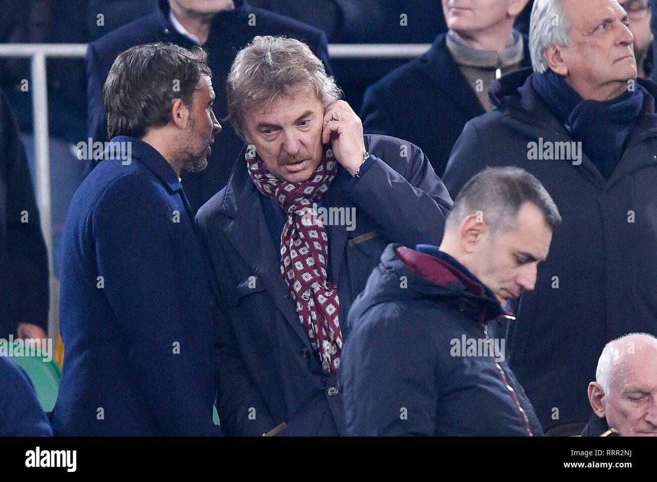 Zbigniew Boniek manager di Polish football association durante l'Italiano Tim Cup Semi-Final match tra Lazio e AC Milan allo Stadio Olimpico di Roma, Italia il 26 febbraio 2019. Foto Stock