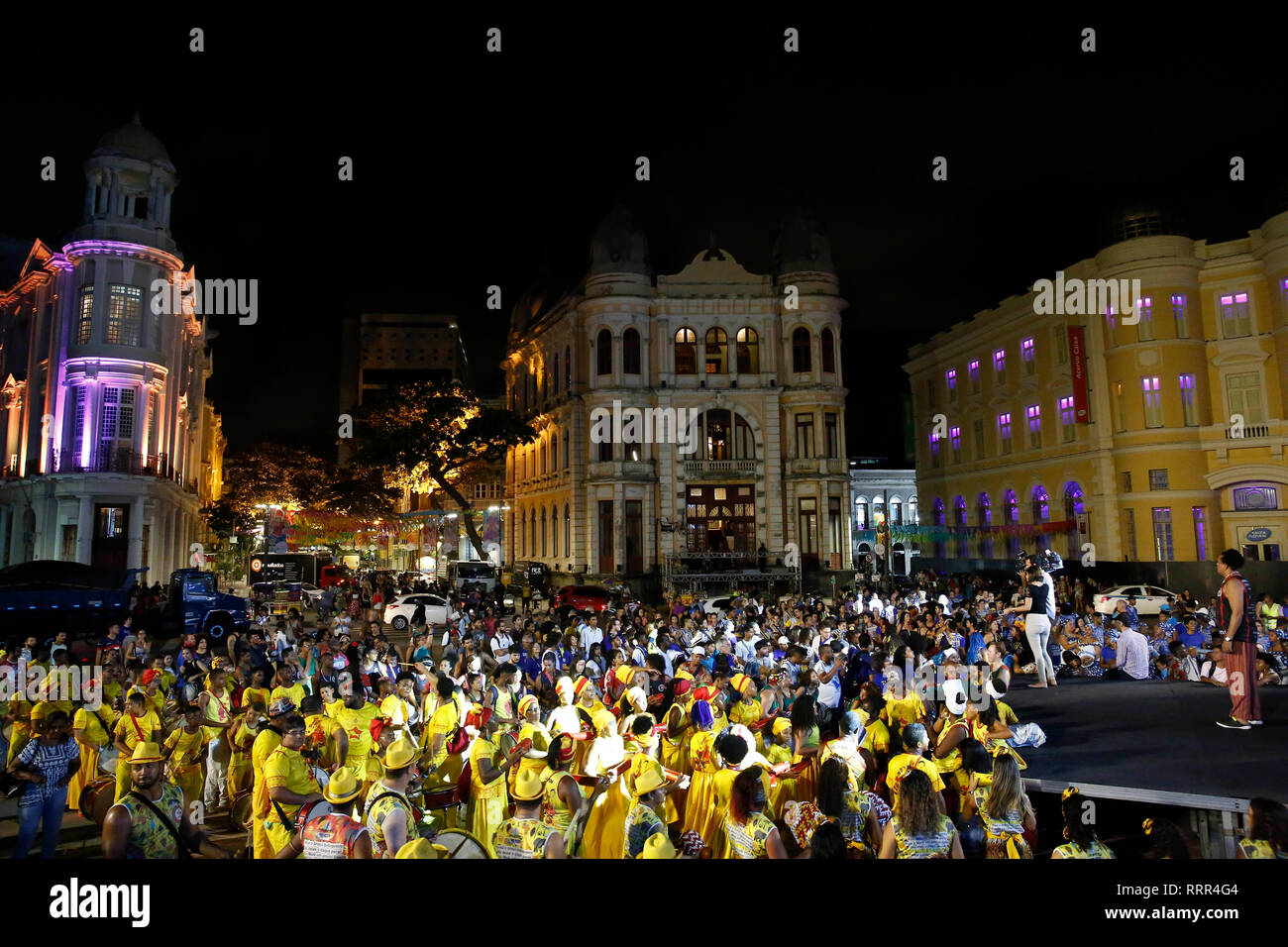 PE - Recife - 26/02/2019 - Carnevale Recife 2019 - Maracatu Baque Solto - Versione di prova di Maracatus di baque solto che ha incontrato nel telaio di zero, per colpire la botta di Tumaraca, riunione del Nacoes, su questo martedì (26) Foto: Paulo Paiva / AGIF Foto Stock