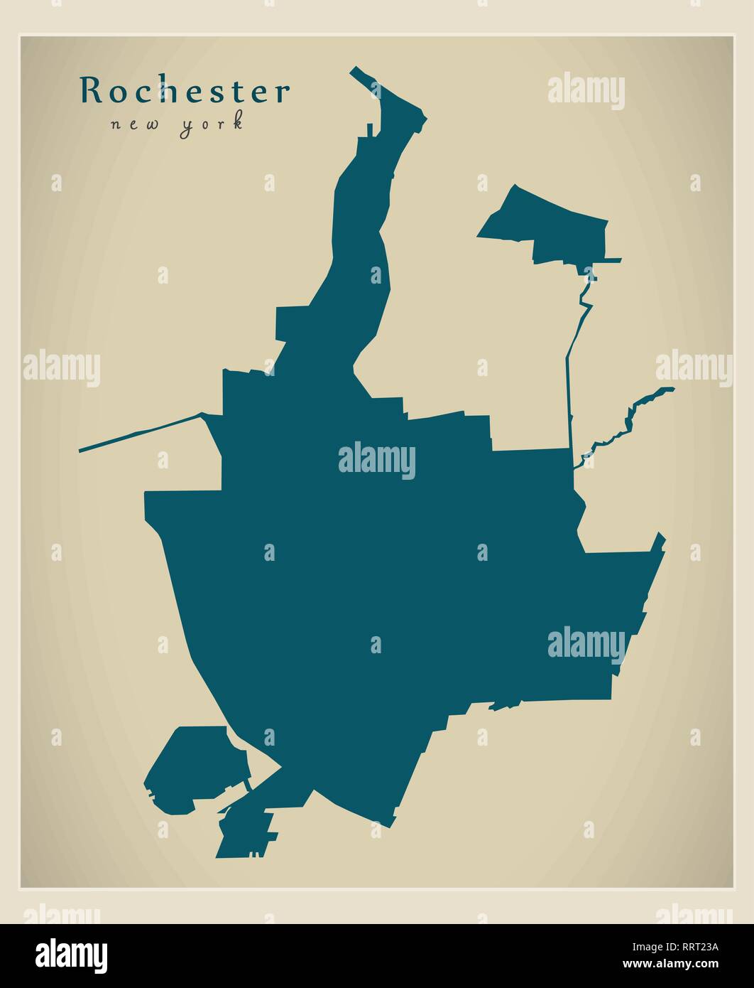 Città moderna mappa - Rochester New York città degli STATI UNITI D'AMERICA Illustrazione Vettoriale