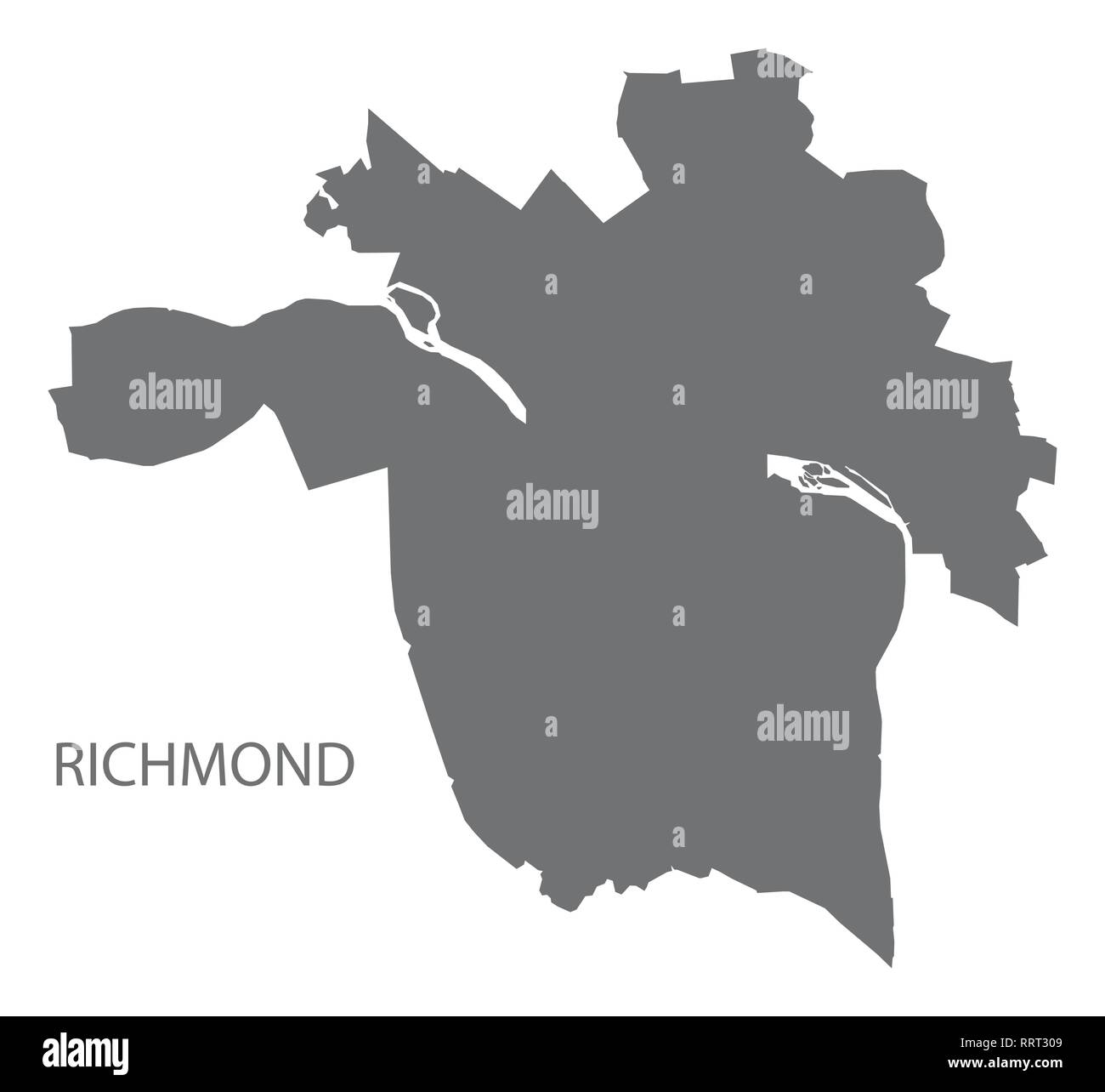 Richmond Virginia City map grigio silhouette di illustrazione Illustrazione Vettoriale