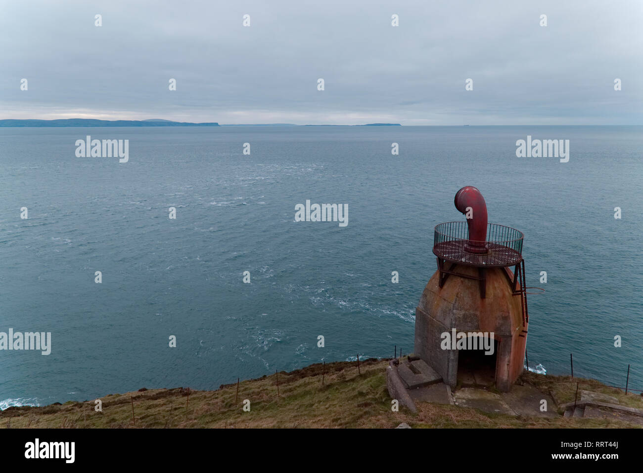 Vecchia sirena da nebbia, Kintyre faro Foto Stock