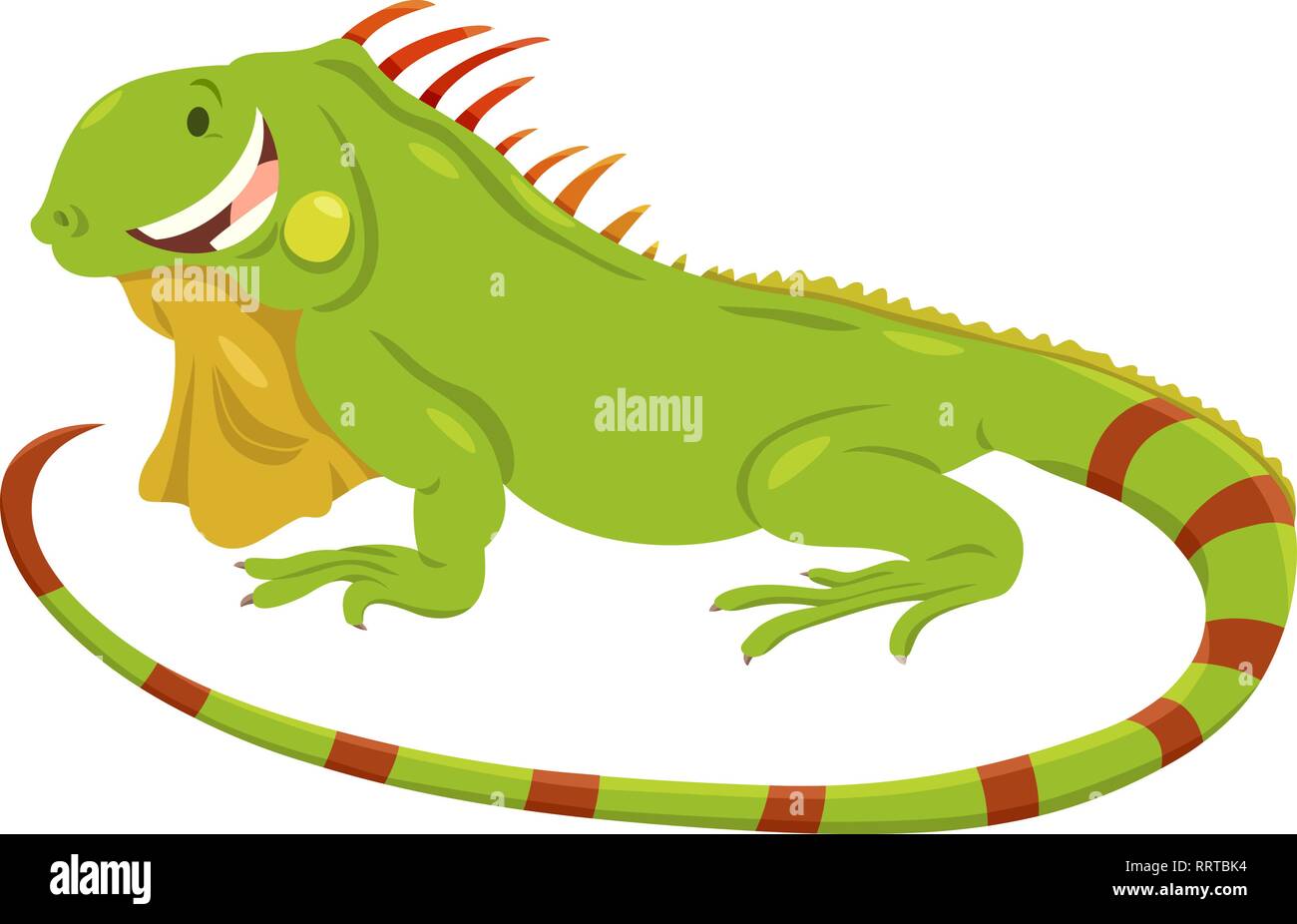 Cartoon illustrazione della cute iguana verde carattere animale Illustrazione Vettoriale