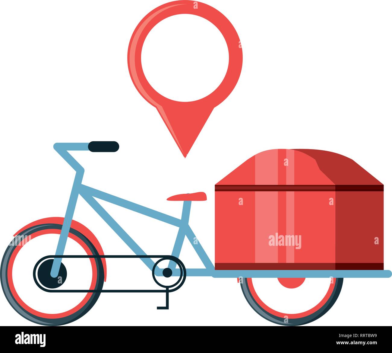 Bicicletta per servizio logistico con pin posizione illustrazione vettoriale design Illustrazione Vettoriale