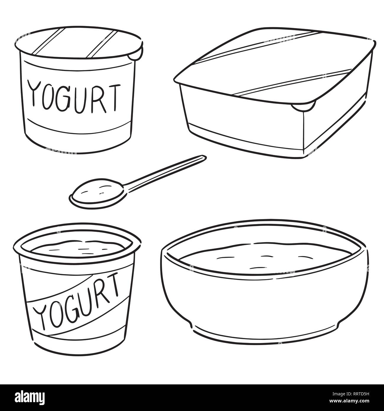 Set di vettore di yogurt Illustrazione Vettoriale