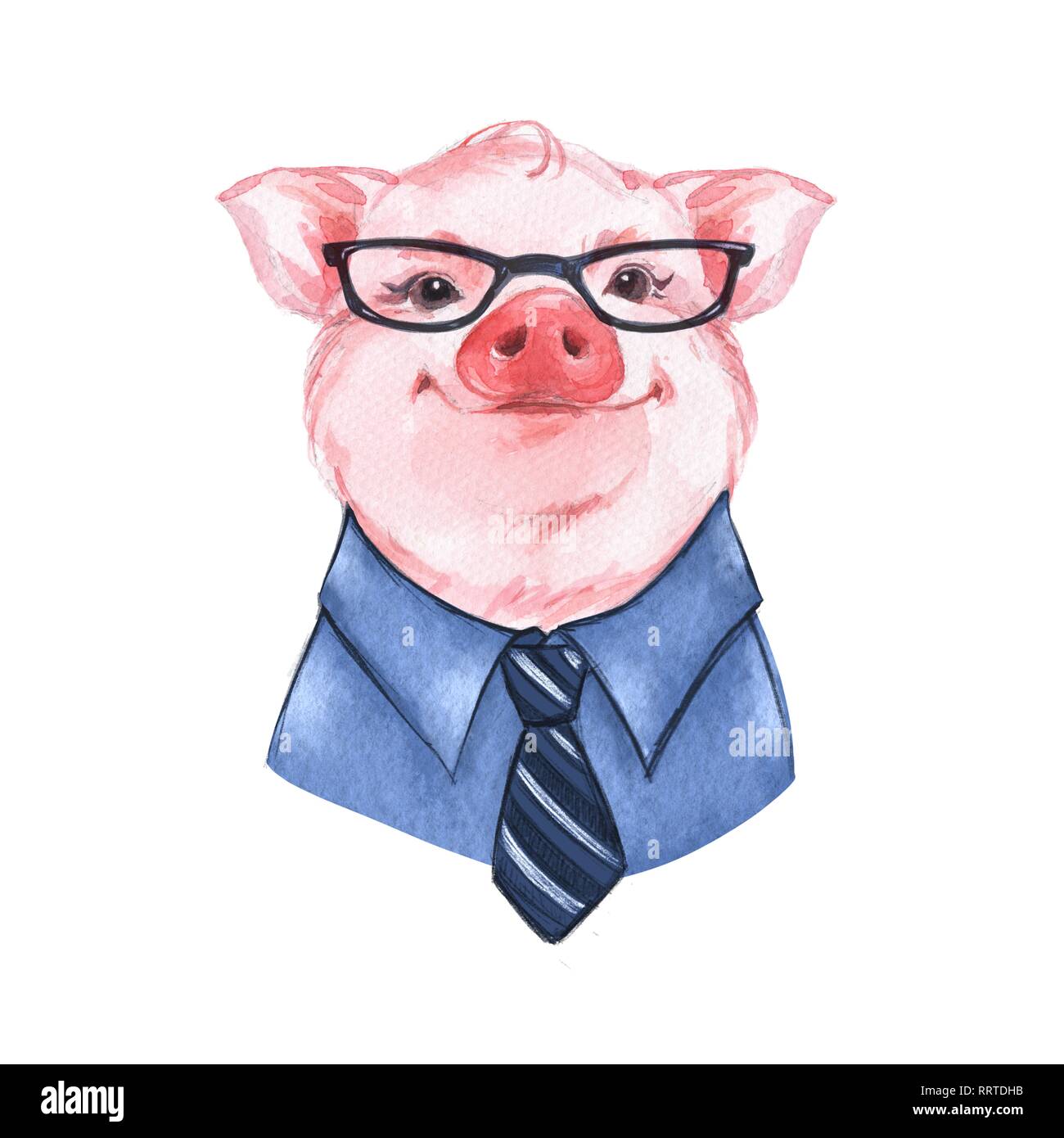 Ritratto di un maiale in camicia e cravatta Foto stock - Alamy