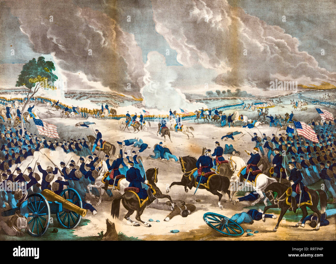 The Battle of Gettysburg, American Civil War Stampa litografica colorata a mano, 1867 Foto Stock