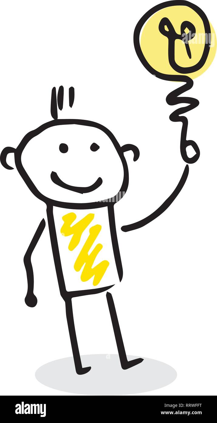 Disegno creativo di un bastone figura con grande idea. Illustrazione Vettoriale