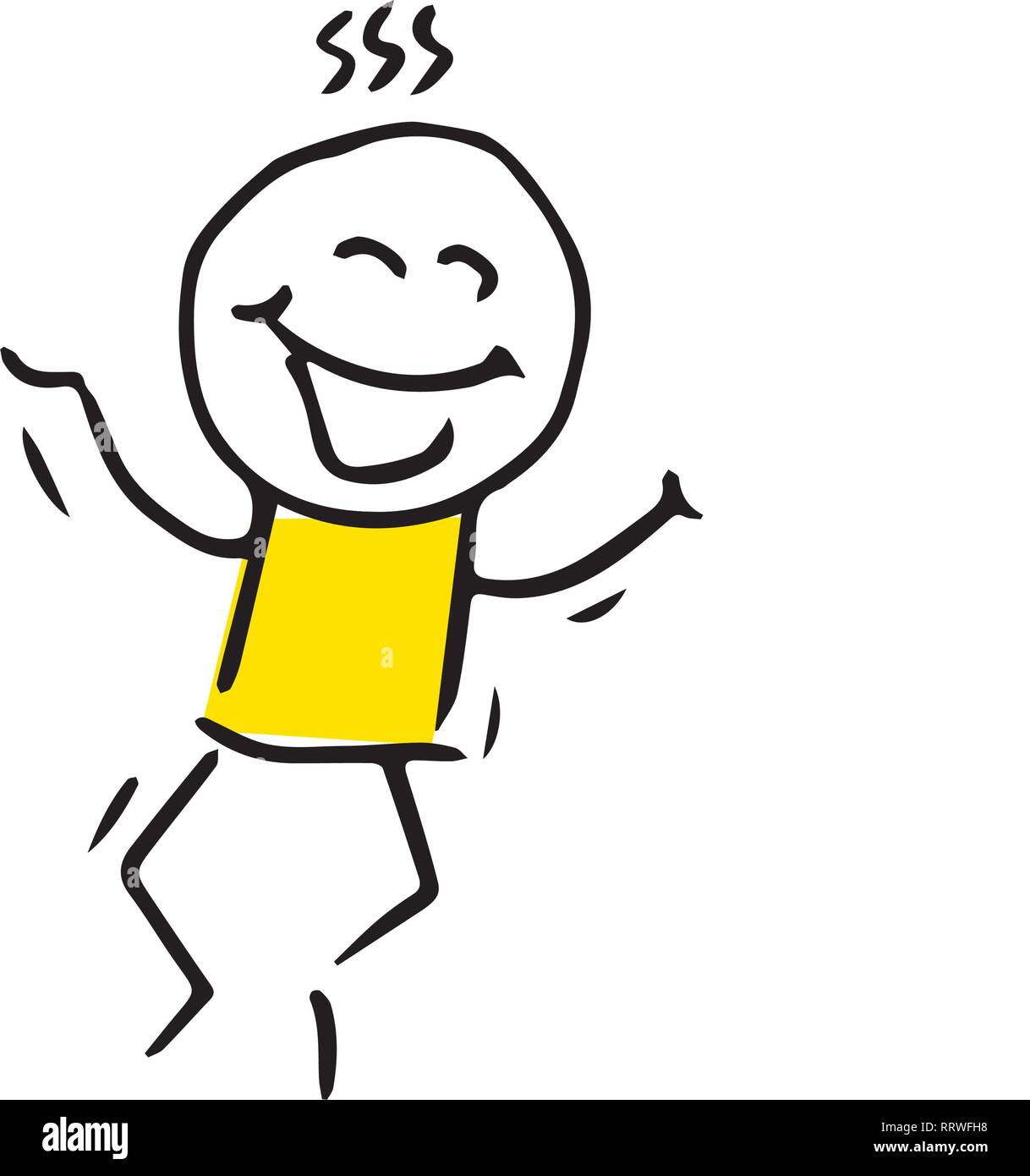 Mano libera nel disegno vettoriale di una grida stick figura. Illustrazione Vettoriale