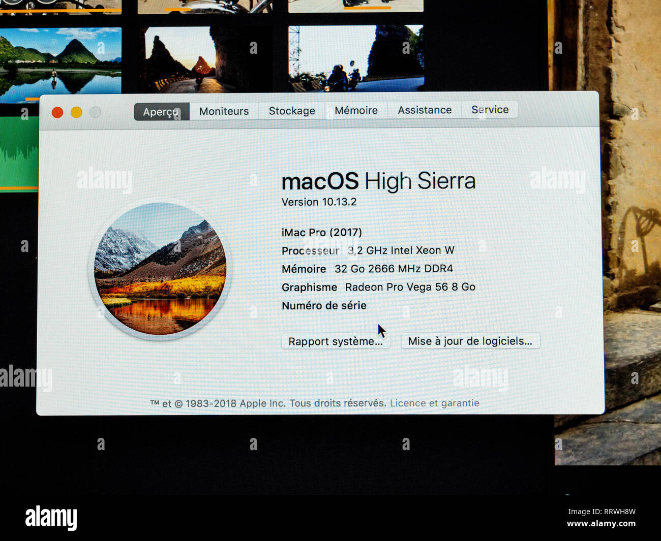 Strasburgo, Francia - 11 GEN 2018: il lancio di un nuovo prodotto con informazioni su questo Mac le informazioni del nuovo potente Apple iMac Pro workstation con processore Intel Xeon W CPU, Foto Stock
