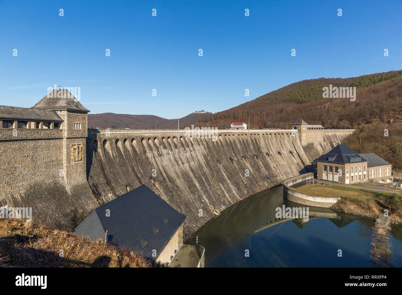 Edersee Dam in febbraio, Germania Foto Stock
