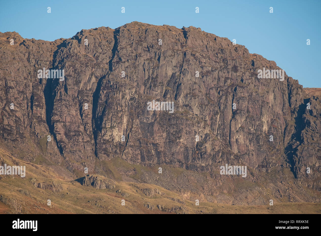 Jack è spoglia e facile canalone su Pavey Ark, uno di The Langdale Pikes, Lake District, REGNO UNITO Foto Stock