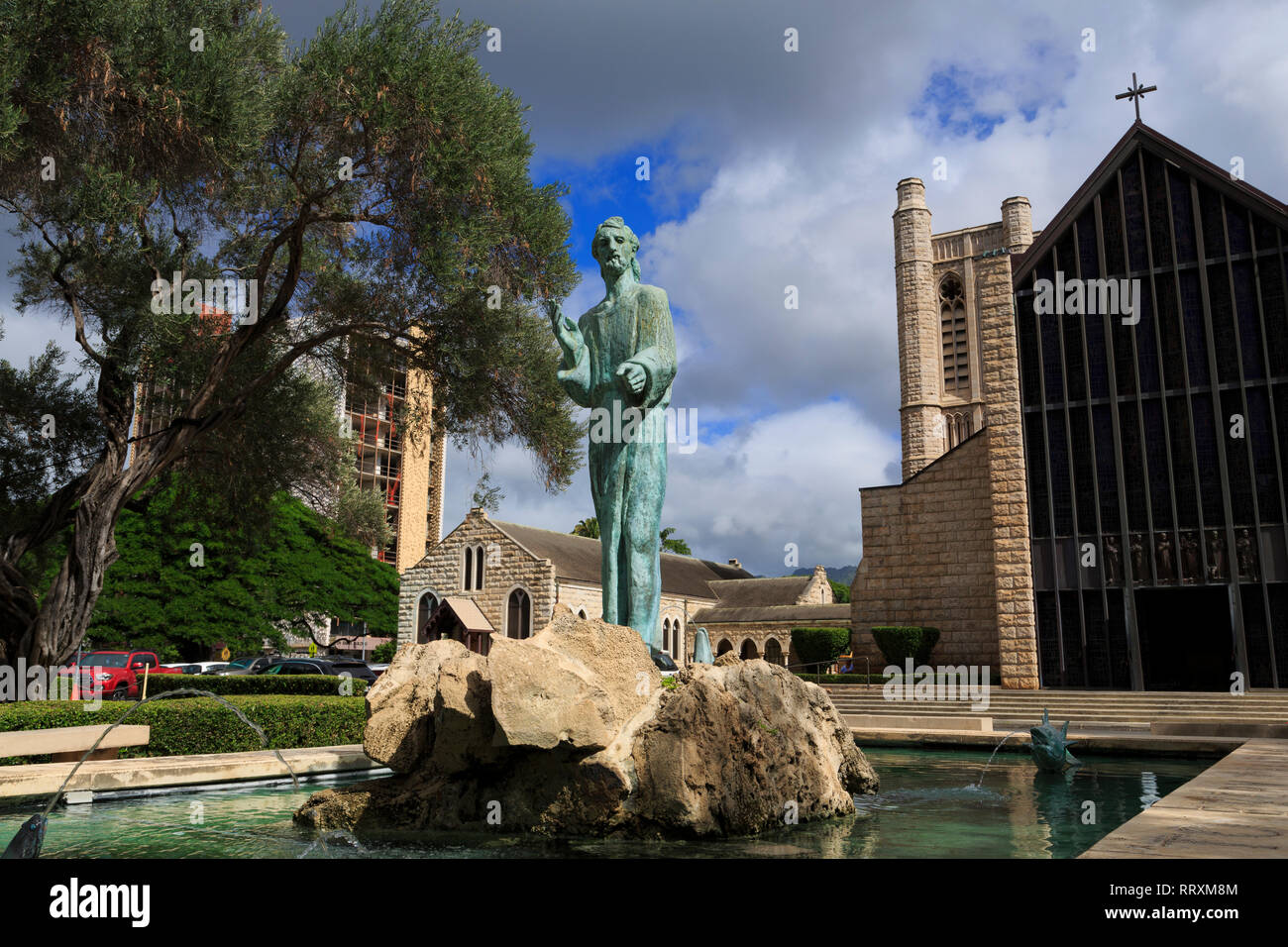 Sant'Andrea Chiesa Episcopale, città di Honolulu e Oahu Island, Hawaii, STATI UNITI D'AMERICA Foto Stock