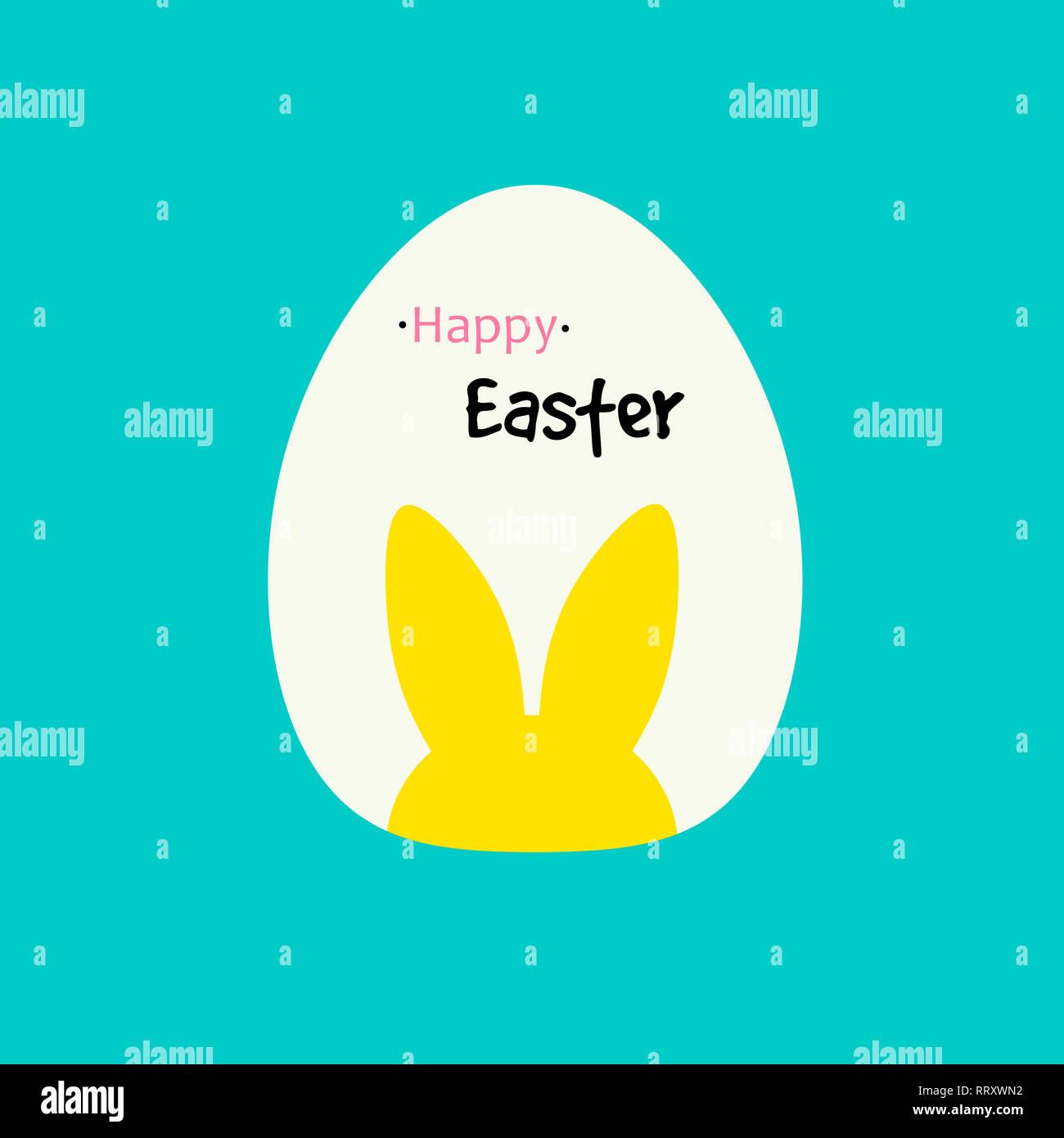 Felice Pasqua. Coniglio giallo nell'uovo. Scheda di pasqua Foto Stock