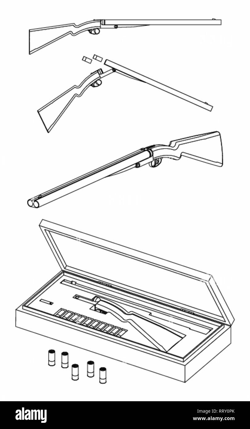 12 gauge shotgun solo contorno Illustrazione Vettoriale