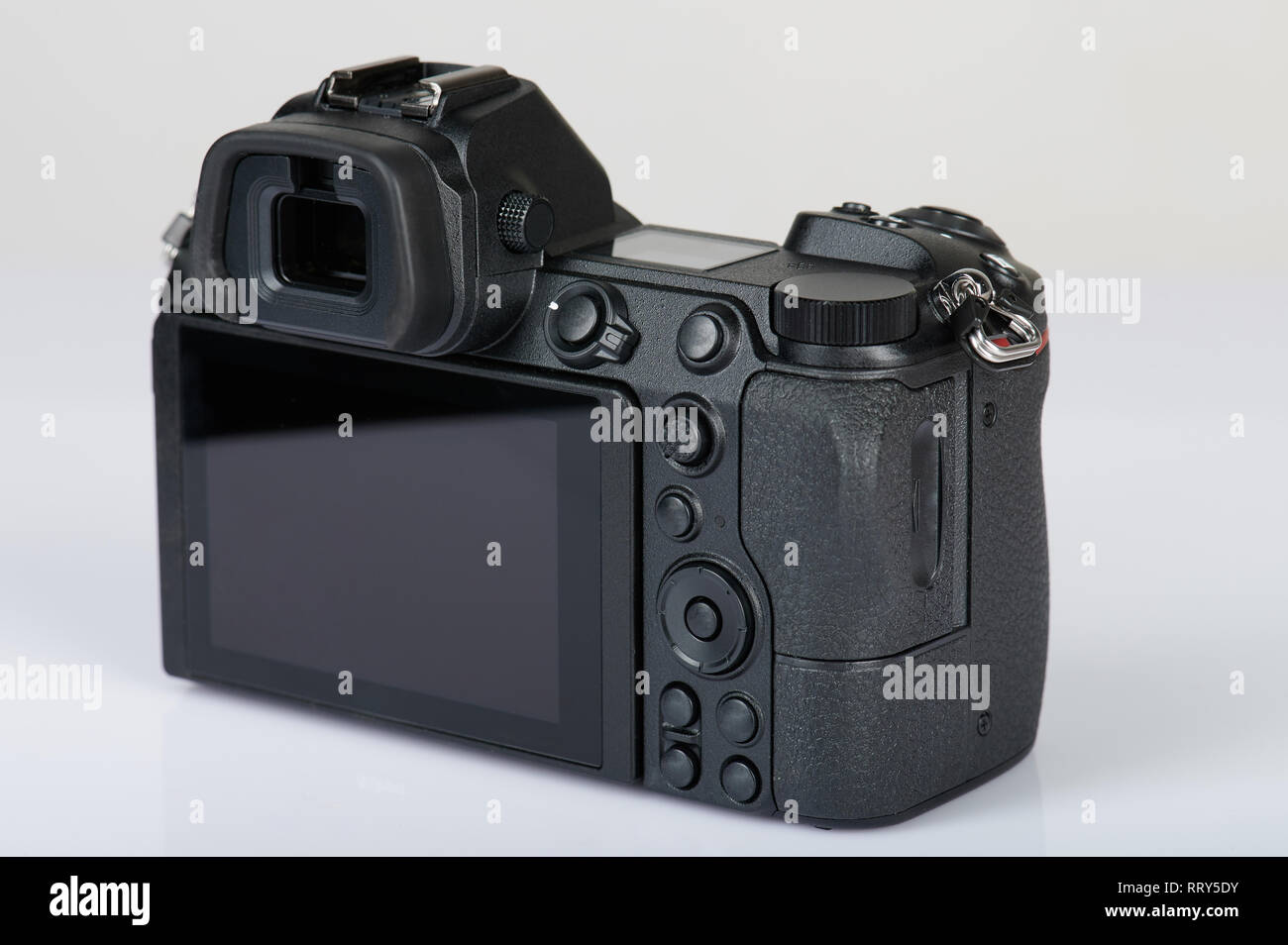 Fotocamera digitale con schermo grande vista posteriore lato isolato Foto Stock