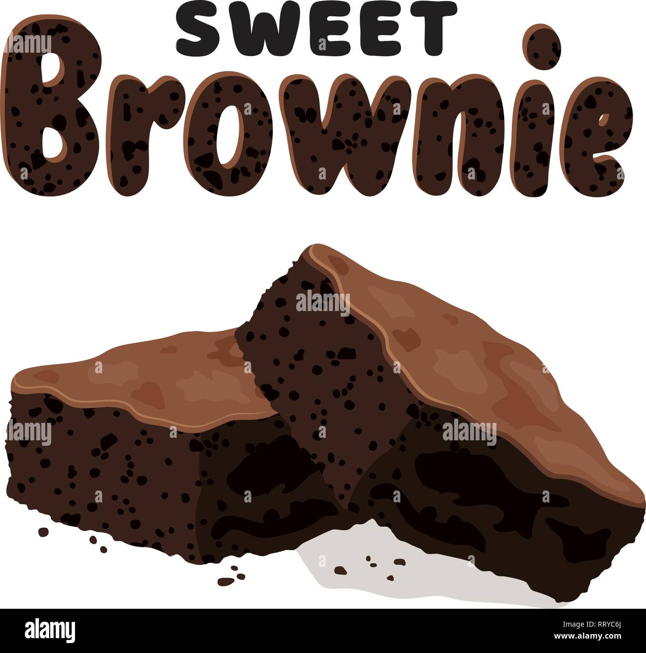 Vector brownie al cioccolato isolato su sfondo bianco. Due brownie pezzi di torta come dessert fatti in casa cibo illustrazione Illustrazione Vettoriale