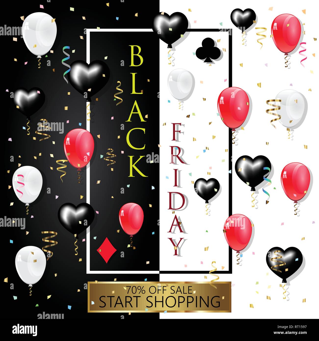 Venerdì nero la vendita con i confetti illustrazione vettoriale Illustrazione Vettoriale