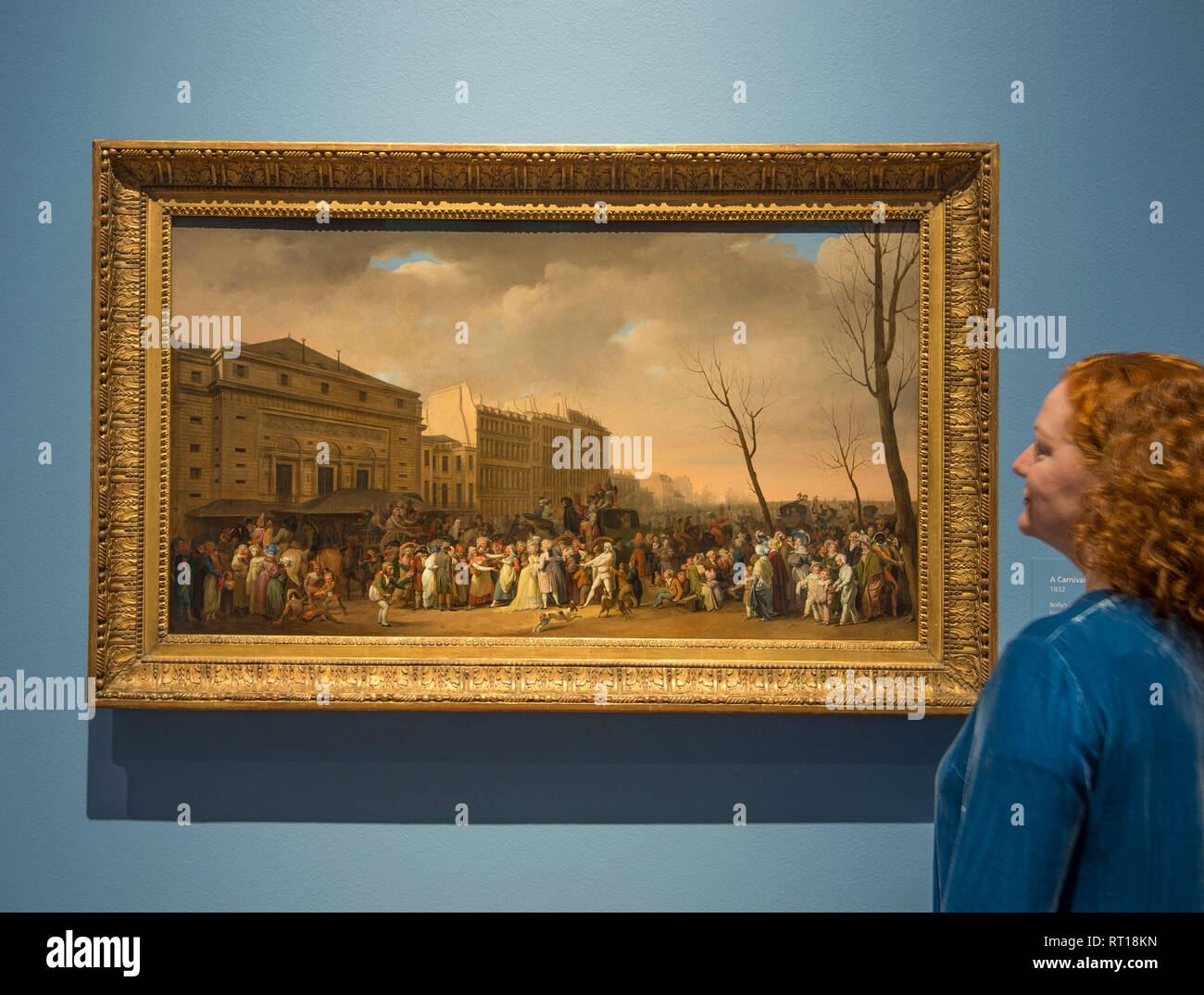 National Gallery di Londra, Regno Unito. Il 27 febbraio, 2019. Dipinti di Louis-Léopold Boilly mostrano la vita in politicamente turbolento di Parigi durante la Rivoluzione francese, l'epoca napoleonica e il successivo ripristino della monarchia. Immagine: un carnevale scena, 1832. Il Ramsbury Manor Foundation. Credito: Malcolm Park/Alamy Live News Foto Stock