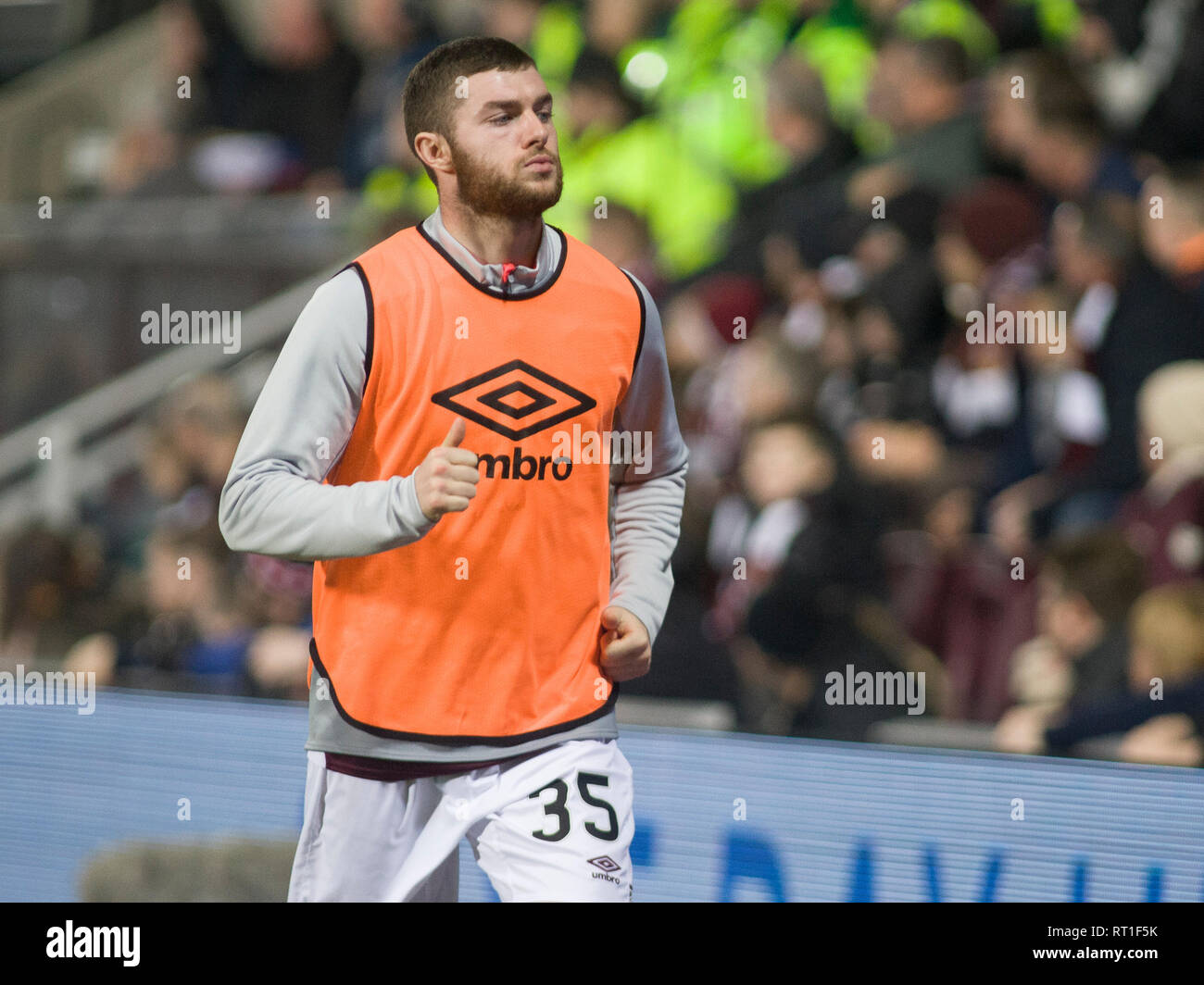 Edinburgh, Regno Unito. Il 27 febbraio, 2019. Edimburgo, Scozia - 27 febbraio: Aidan Keena di cuori durante la Ladbrokes Premiership match tra i cuori e celtico a Tynecastle Park il 27 febbraio 2019 in Edinbugh, Regno Unito. ( Credito: Scottish Borders Media/Alamy Live News Foto Stock