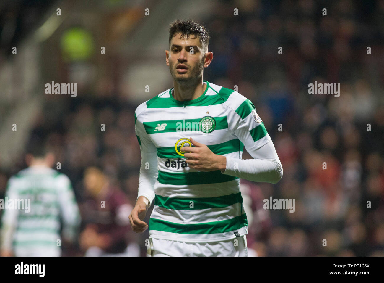 Edinburgh, Regno Unito. Il 27 febbraio, 2019. Edimburgo, Scozia - 27 febbraio: durante la Ladbrokes Premiership match tra i cuori e celtico a Tynecastle Park il 27 febbraio 2019 in Edinbugh, Regno Unito. ( Credito: Scottish Borders Media/Alamy Live News Foto Stock