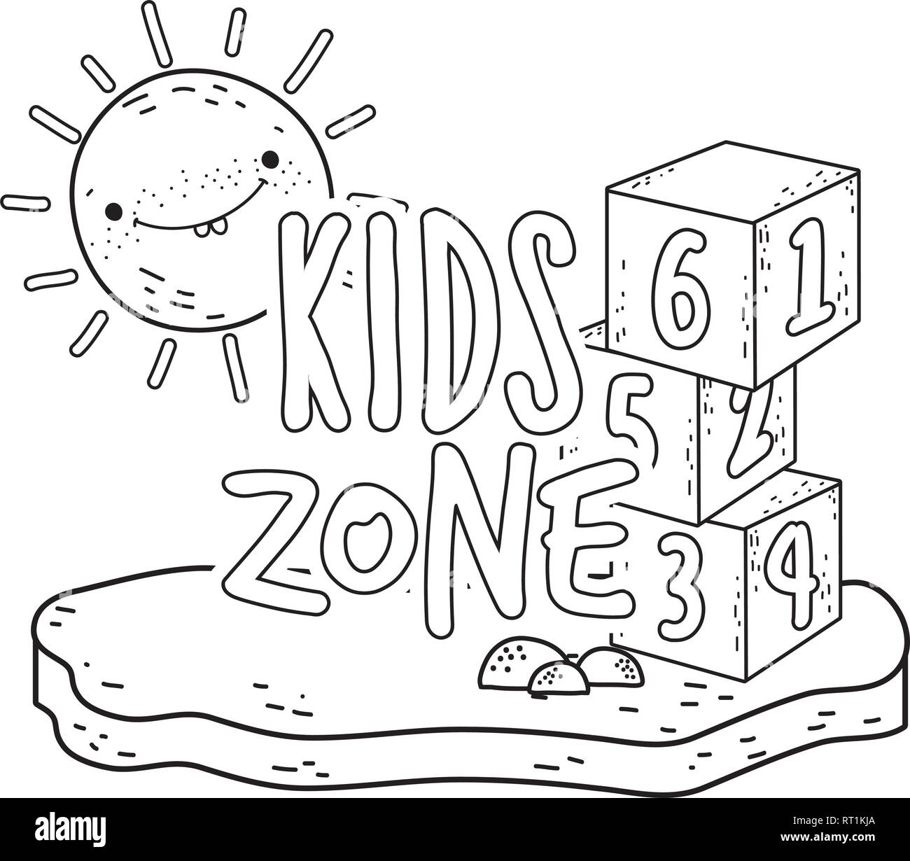 I numeri di blocchi dei giocattoli con sun kawaii Illustrazione Vettoriale