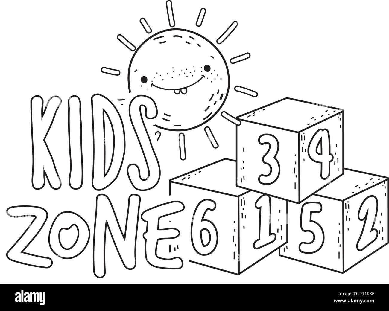 I numeri di blocchi dei giocattoli con sun kawaii Illustrazione Vettoriale