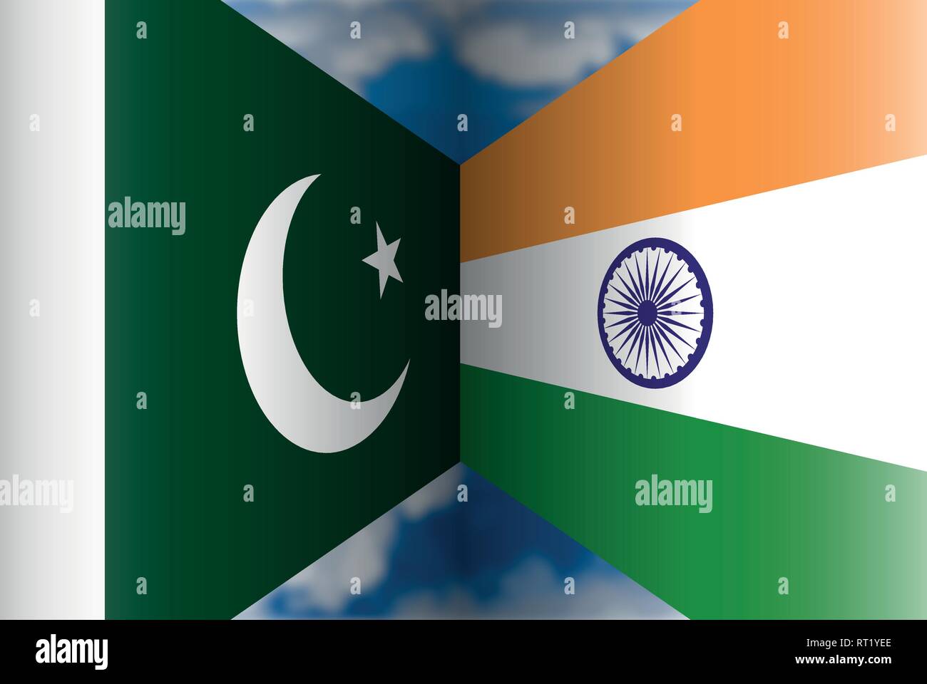 Pakistan VS India bandiere, illustrazione vettoriale Illustrazione Vettoriale