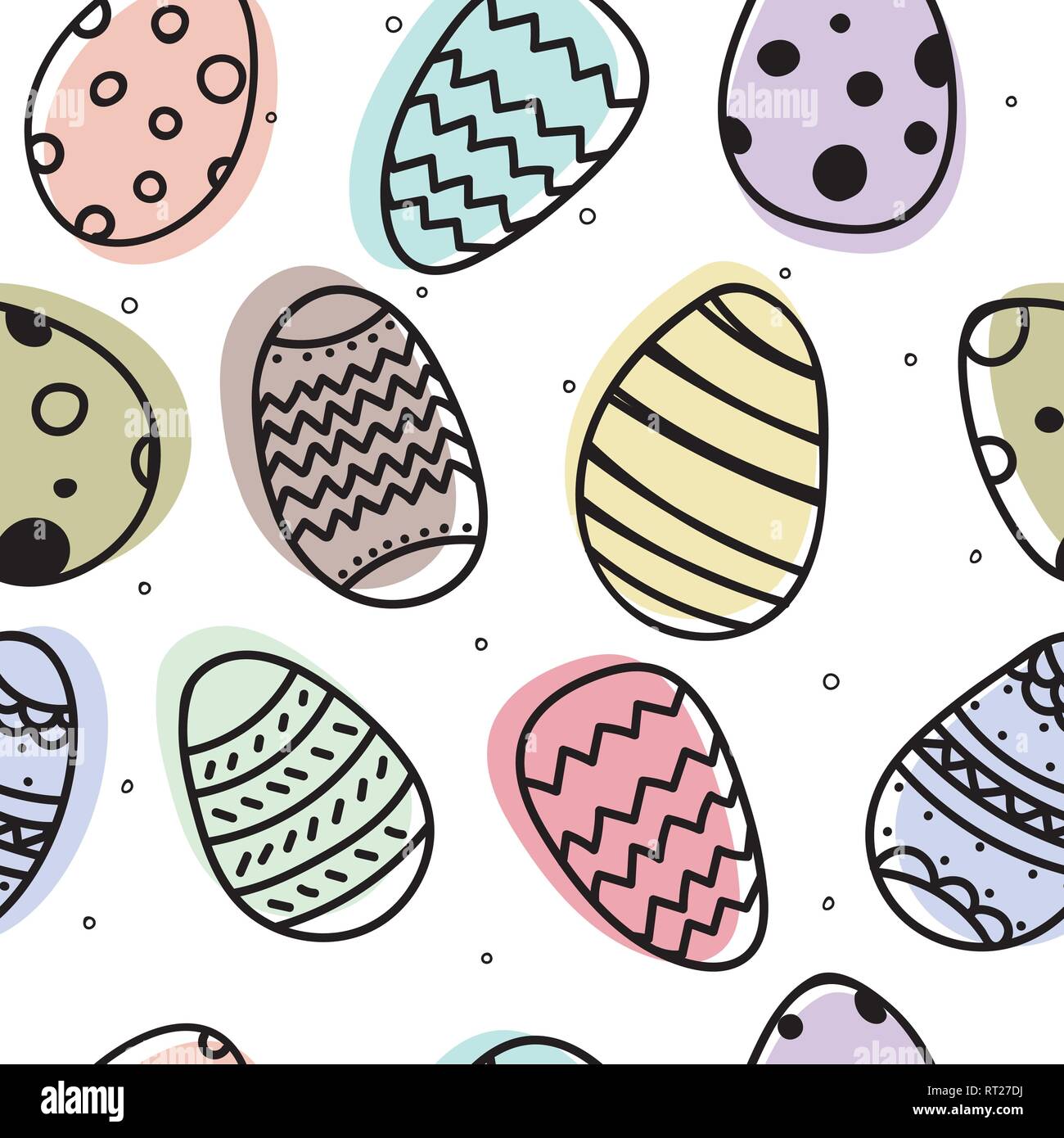 Colorate le uova di pasqua pattern perfetta illustrazione vettoriale. Disegnata a mano doodle uova di Pasqua. Illustrazione Vettoriale