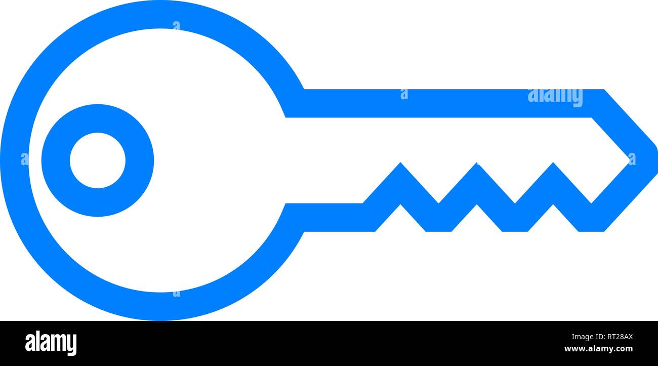 Il simbolo del tasto icona - blue semplice contorno, isolato - illustrazione vettoriale Illustrazione Vettoriale