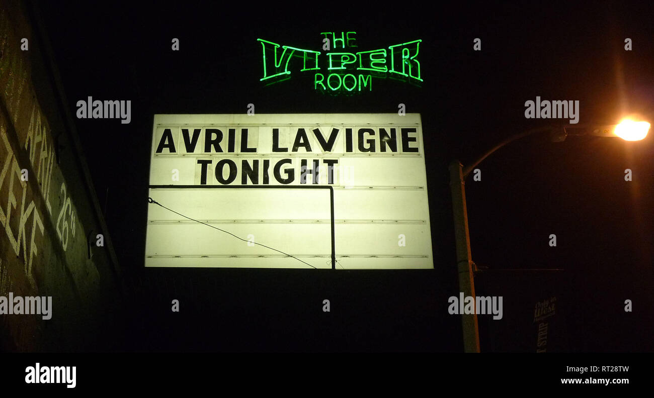 WEST HOLLYWOOD, CA - 25 Aprile: una vista generale del marquee alla Avril Lavigne concerto del 25 aprile 2013 al Viper Room in West Hollywood, California. Foto di Barry re/Alamy Stock Photo Foto Stock