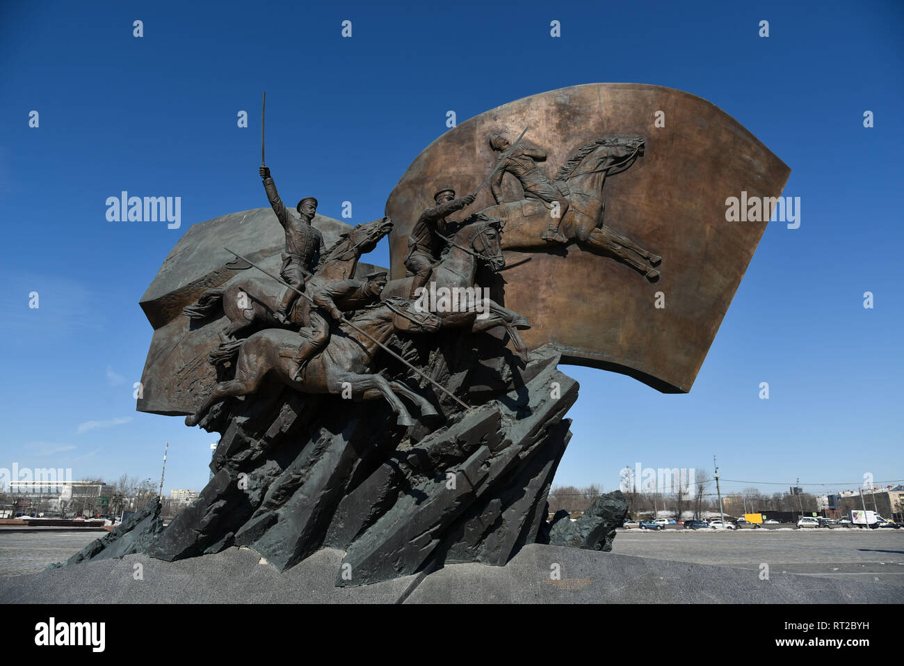 Mosca, Russia - 30 Mar, 2018: Monumento a eroi della I Guerra Mondiale presso la Collina Poklonnaya nel Parco della Vittoria. Foto Stock