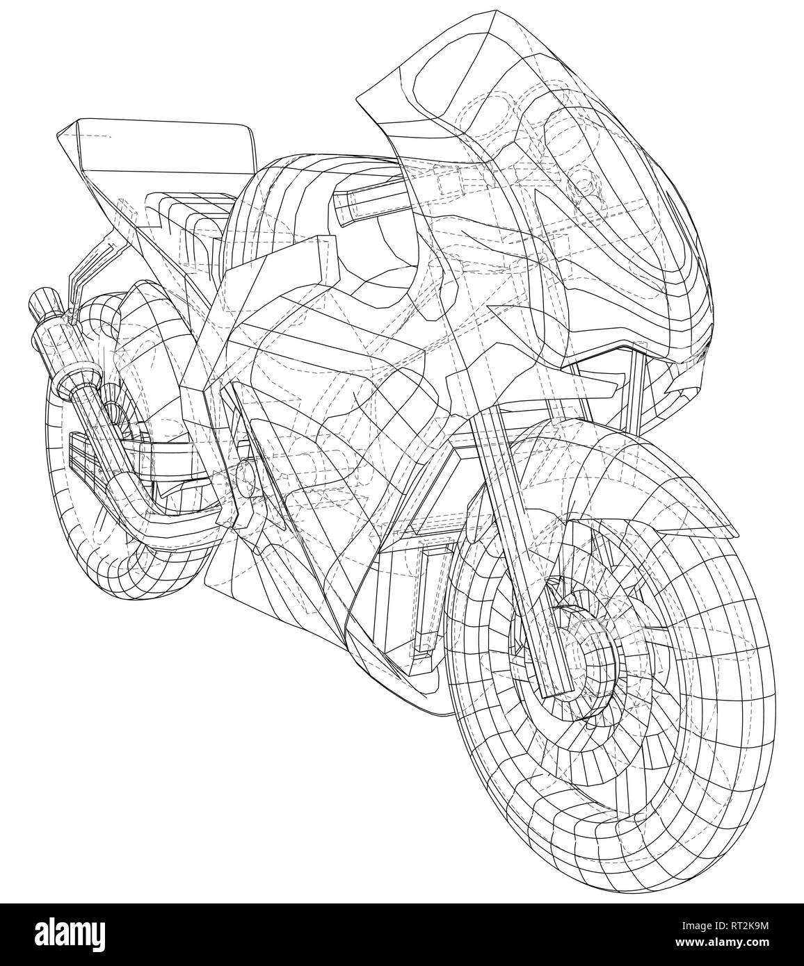 Sport motociclistico filo tecnico-telaio. EPS10 formato. Vettore creati di 3d Illustrazione Vettoriale