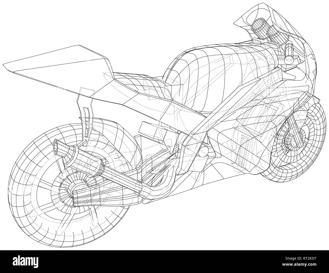 Blueprint sport bike. EPS10 formato. Vettore creati di 3d Illustrazione Vettoriale