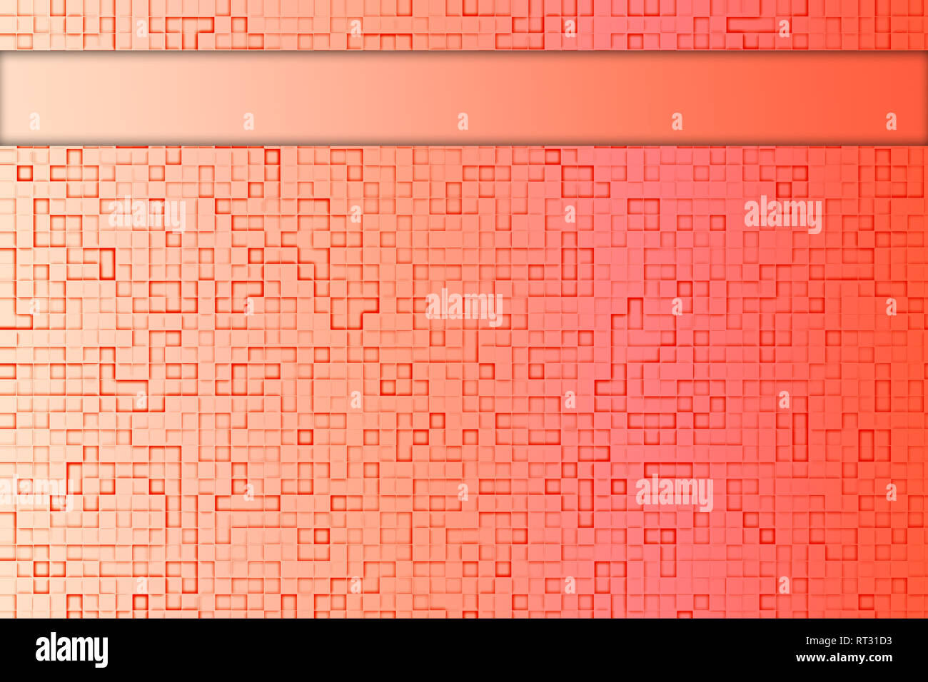 Abstract di coralli molli geometrica quadrata con uno sfondo campo orizzontale per gli scritti di effetti artistici Foto Stock