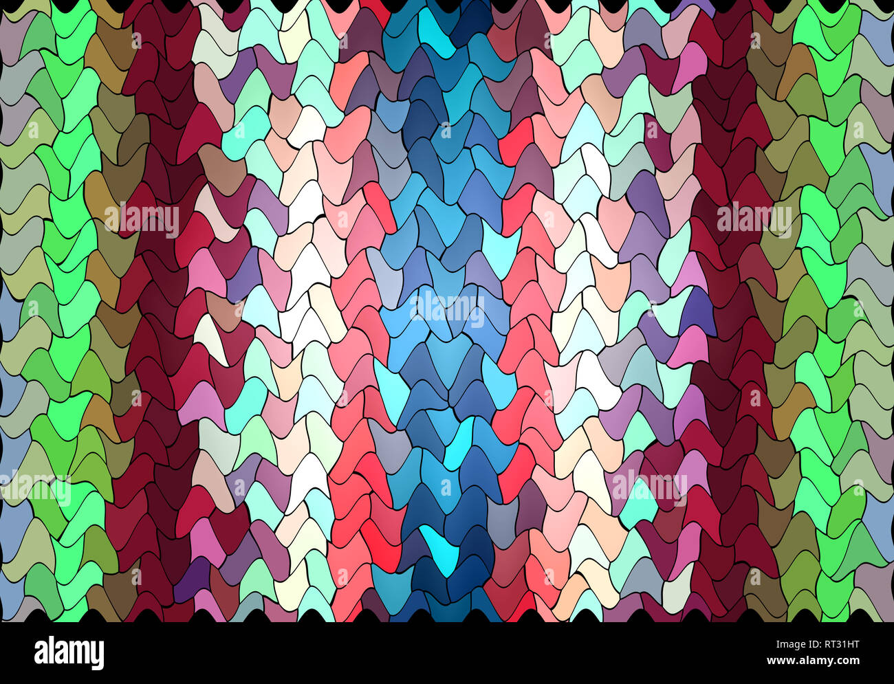 Verde, Bianco, blu, rosso e viola a forma di mosaico sfondo fantasy Foto Stock