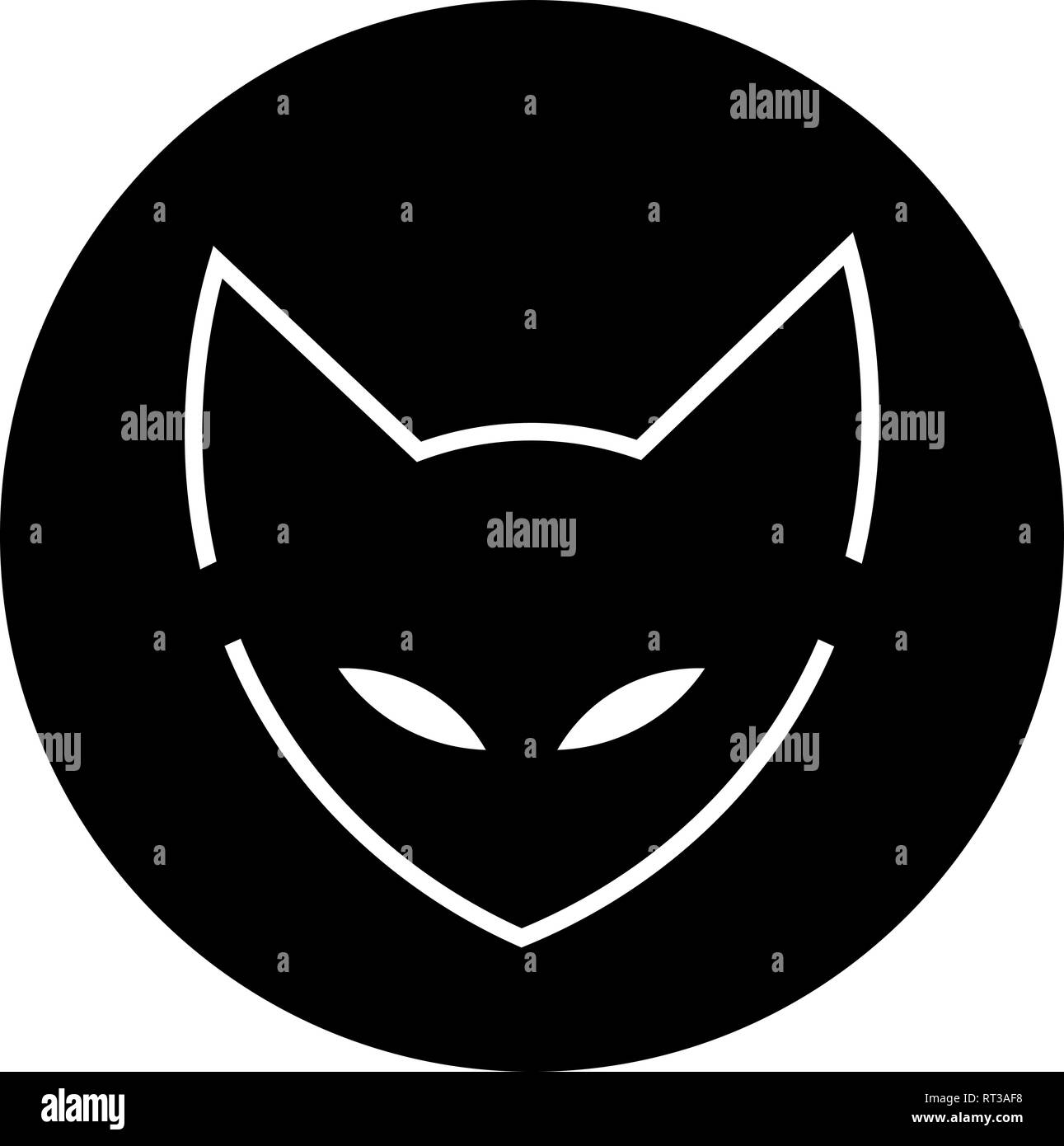 Cat logo, icona. cat ninja illustrazione vettore. un gatto con un bendaggio. arti marziali. Giappone Sun. Illustrazione Vettoriale