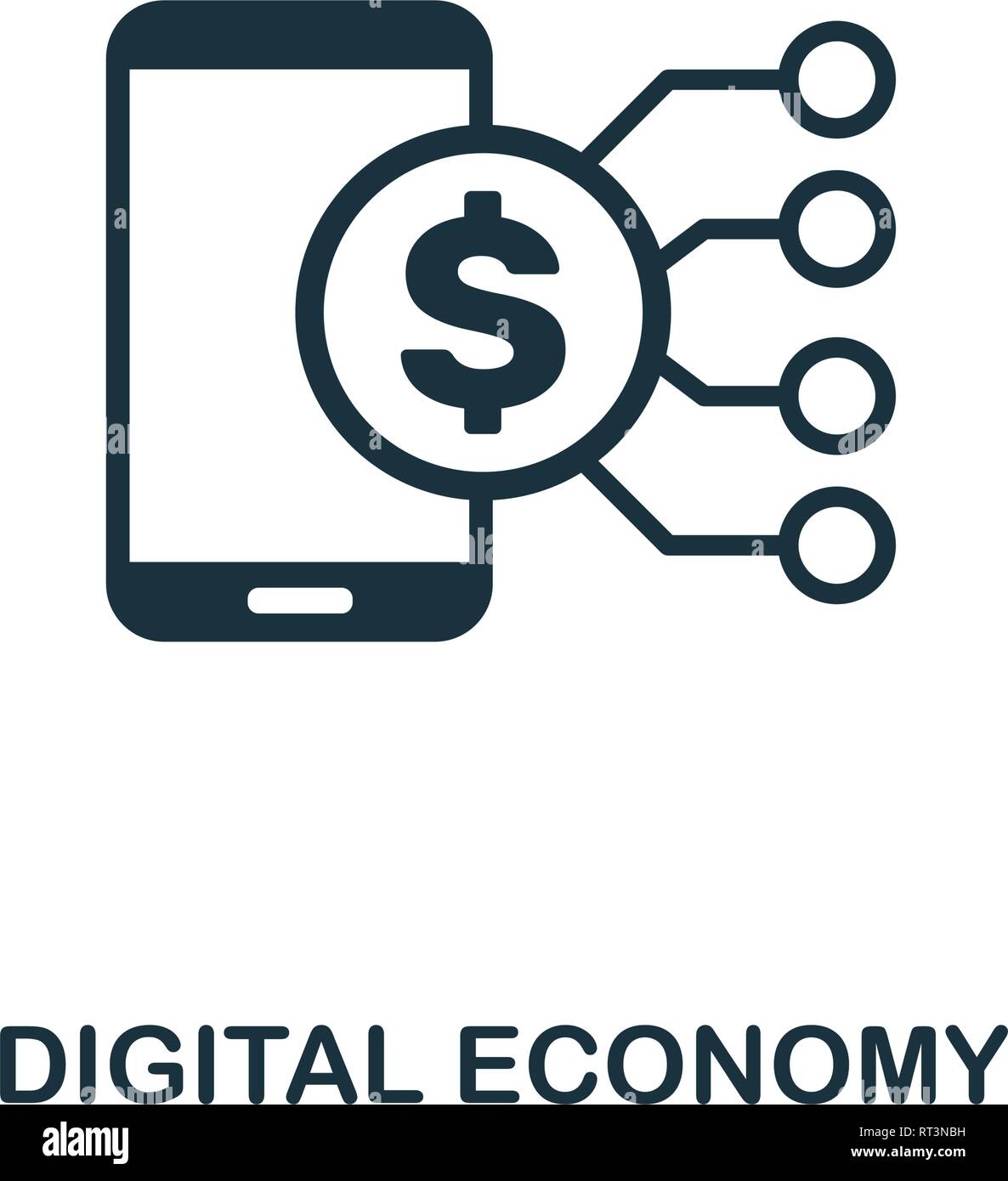 Economia digitale e la relativa icona. Elemento creativo design dalla tecnologia di fintech raccolta di icone. Pixel perfetto economia digitale icona per web design, applicazioni Illustrazione Vettoriale