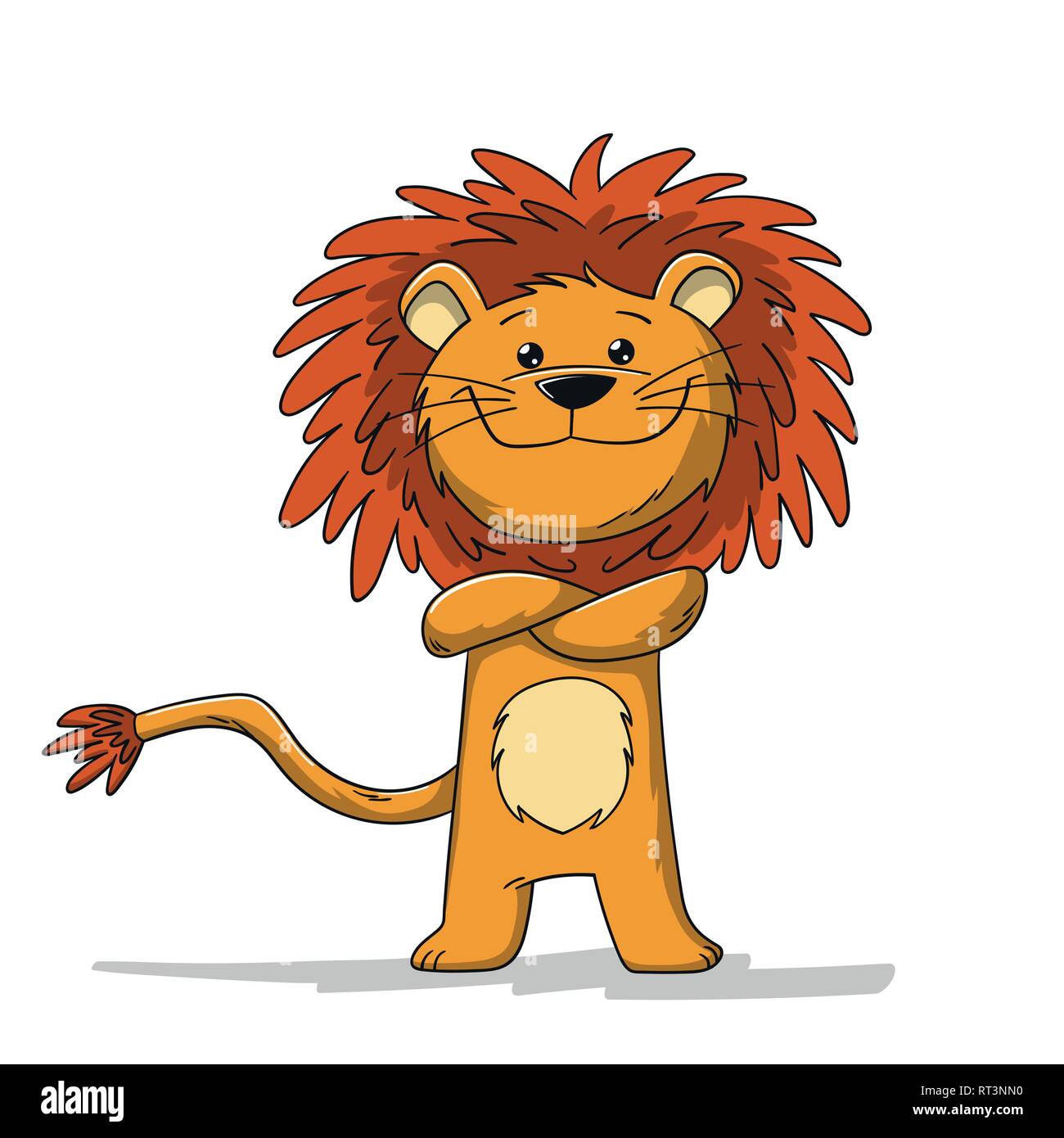 Cartoon carino lion. Isolato su sfondo bianco. Illustrazione Vettoriale